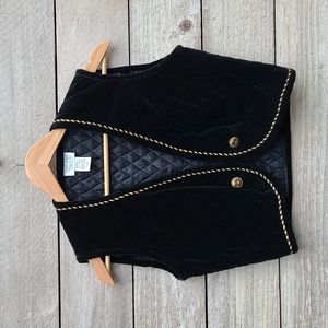 Vintage Hobby Horse Black Velvet Vest Size Small